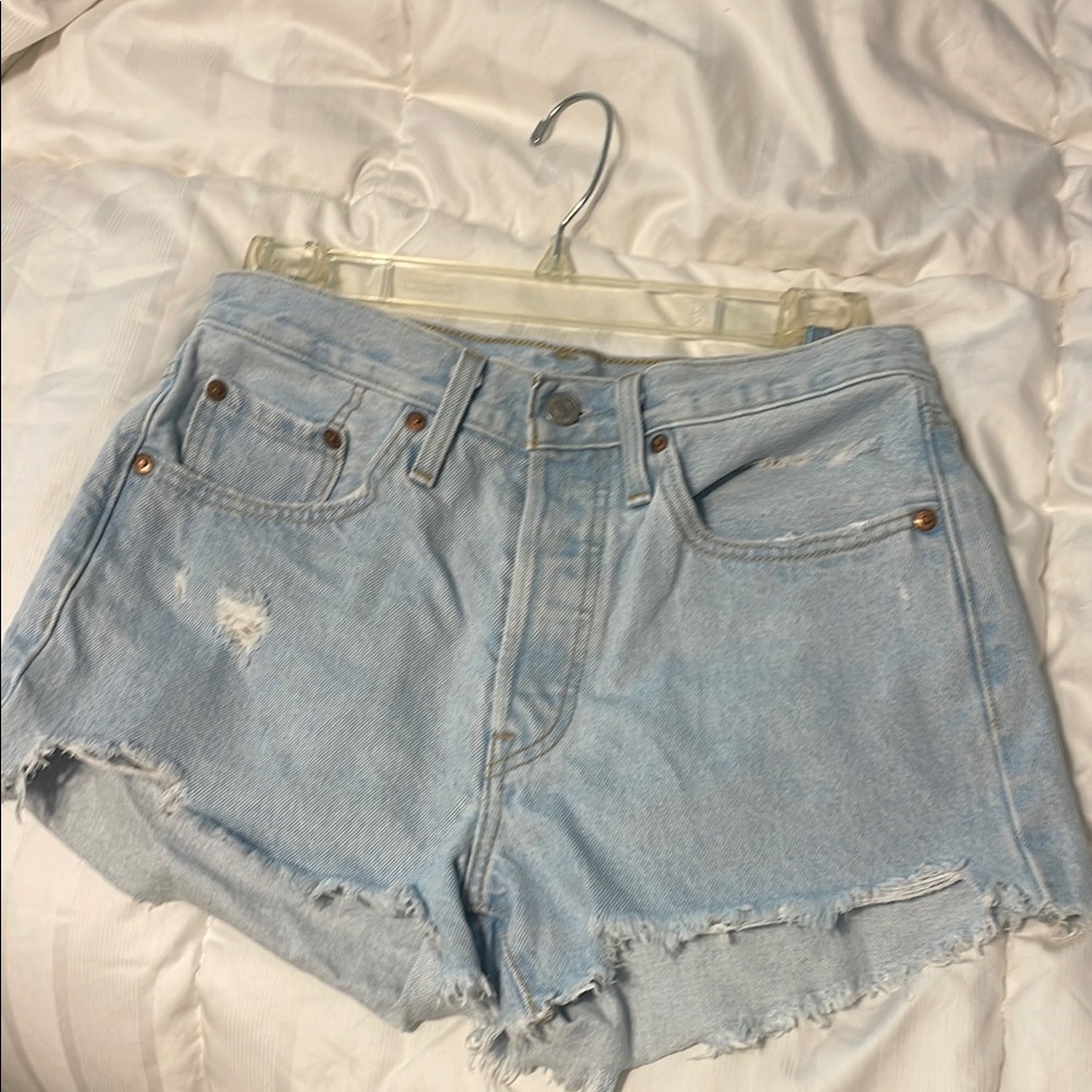 Levi's Light Blue Distressed Jean Shorts